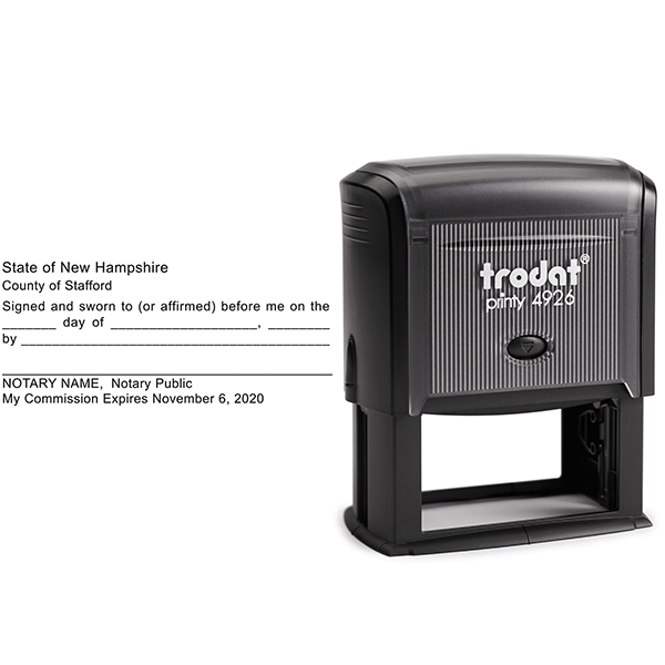 New Hampshire Jurat Notary Stamp Body and Design