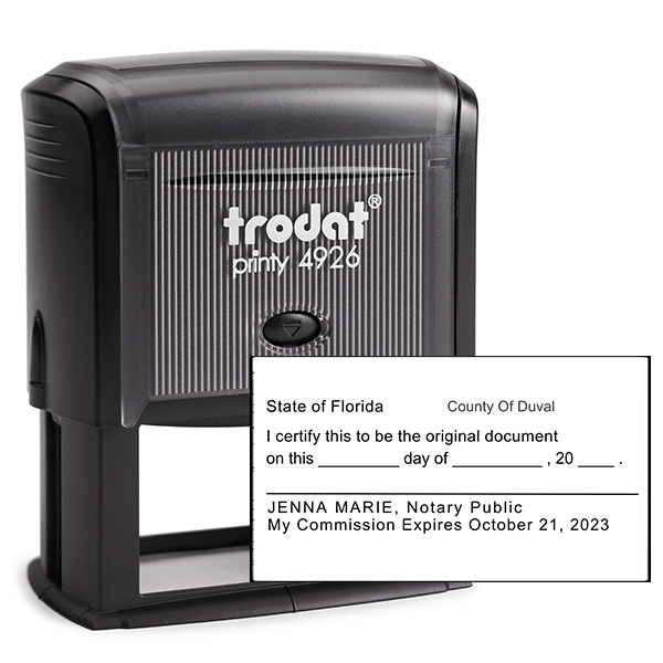 Original Document Notary Stamp