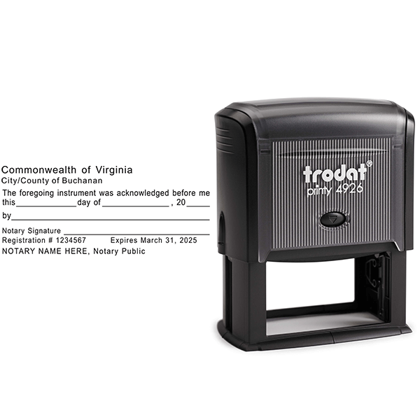Virginia Acknowledgment Notary Stamp Body and Design