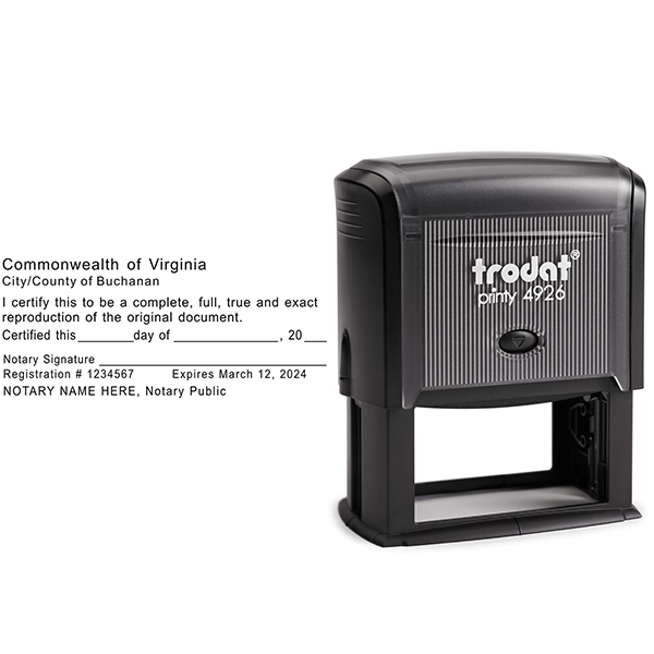 Virginia Certified True Copy Notary Stamp Body and Design