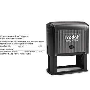 Virginia Certified True Copy Notary Stamp Body and Design
