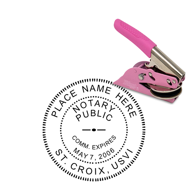 U.S. Virgin Islands Notary Pink Seal - Round Design
