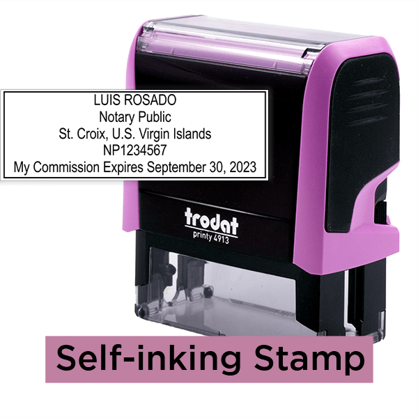U.S. Virgin Islands Notary Pink Rectangle Stamp