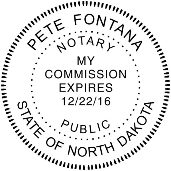 North Dakota Notary Stamp Pink - Round Design Imprint Example
