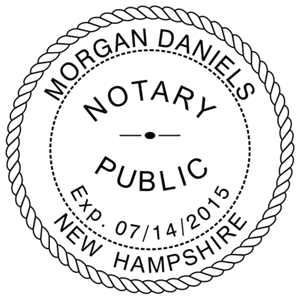 New Hampshire Notary Pink Stamp - Round Design Imprint Example