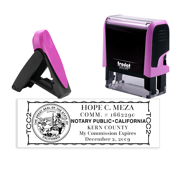 California Notary Pink Stamp - Rectangle