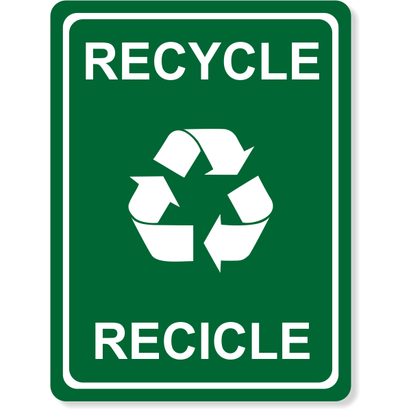 Engraved Bilingual Recycle Sign | 8" x 6"