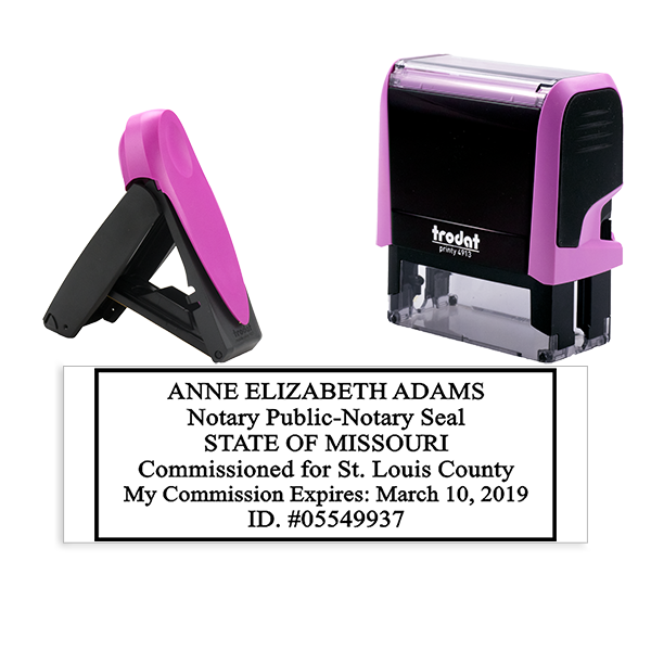 Missouri Notary Pink Stamp Rectangle