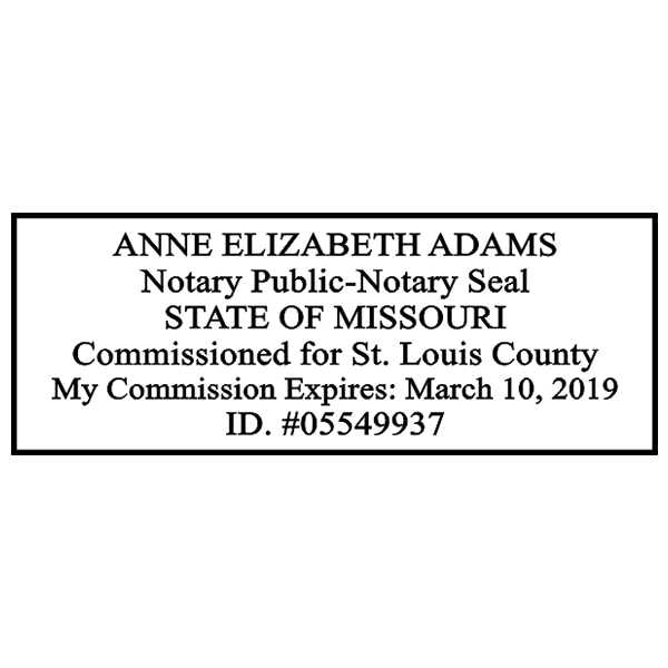 Missouri Notary Pink Stamp - Rectangle Imprint