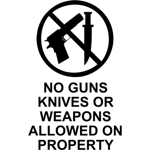 6" x 4" No Guns Or Knives Die Cut Vinyl Decal