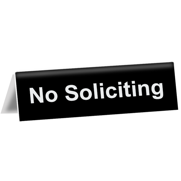 No Soliciting Tent Sign | 2" x 8"