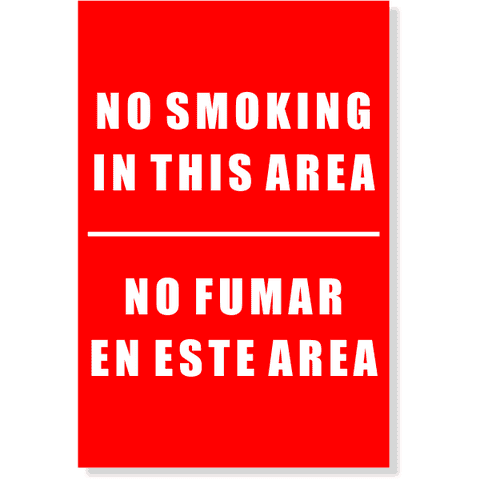NO SMOKING IN THE AREA Sign | 6" x 4"