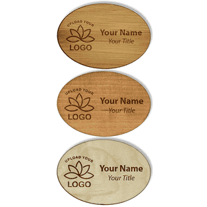 Engraved Oval Wood Name Tag | 1 ¾” x 2 ½”