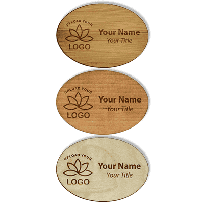 Engraved Oval Wood Name Tag - 1.75" x 2.5"