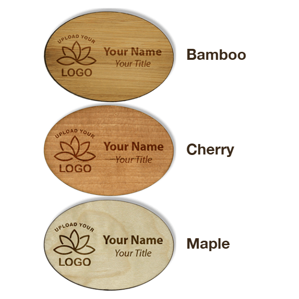 Engraved Wood 1.75" x 2.5" Oval Name Tag
