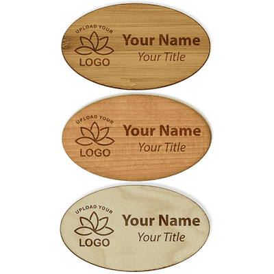 Engraved Oval Wood Name Tag - 1.75" x 3"