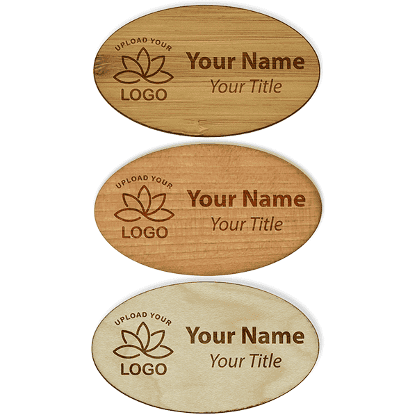 Engraved Oval Wood Name Tag | 1 ¾” x 3”