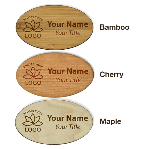 Engraved Wood 1.75" x 3" Oval Name Tag