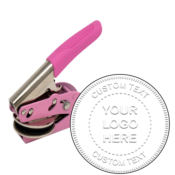 Custom Text Pink Logo Embosser Seal