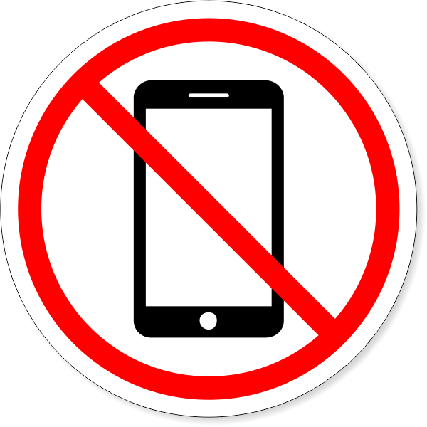 6" Round No Cell Phone Decal