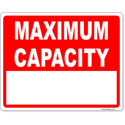 Red Maximum Capacity 8" x 10" Write On Sign - alternate view