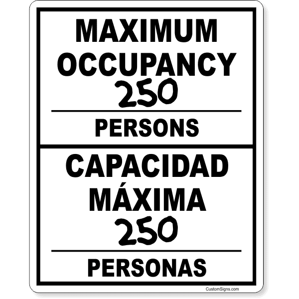 Bilingual Maximum Occupancy 8" x 10" Write On Sign