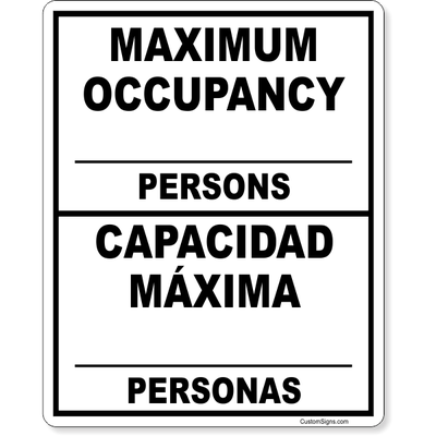 Bilingual Maximum Occupancy 8" x 10" Write On Sign - alternate view