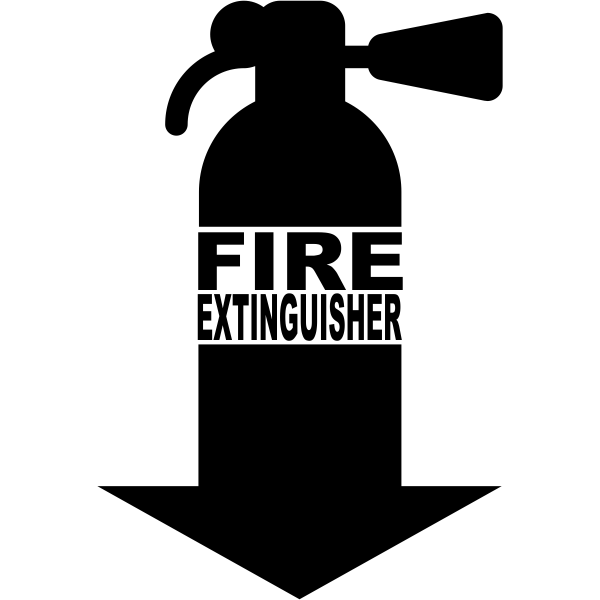 Fire Extinguisher Down Arrrow Cut Vinyl Decal | 7" x 5"
