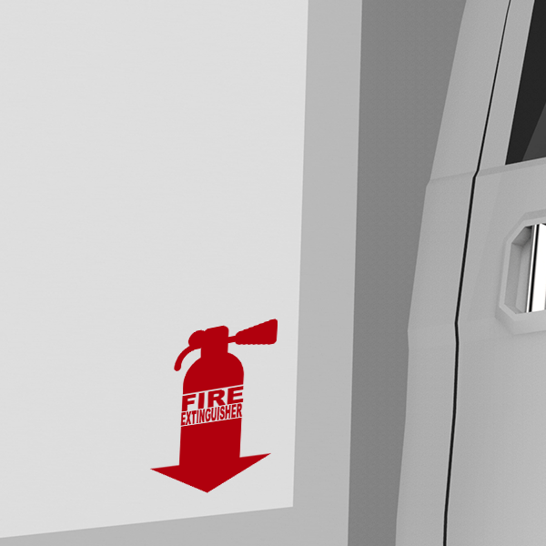 2-Pack Fire Extinguisher Vinyl Decals With Down Arrow - Red/White, Pair