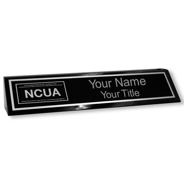 Custom NCUA Logo Wood Desk Block