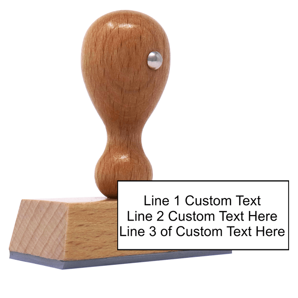 3 Line Custom Wood Handle Stamp