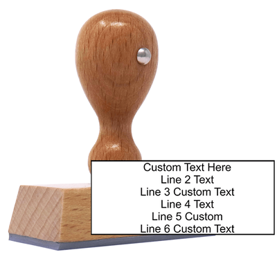 6 Line Custom Wood Handle Stamp