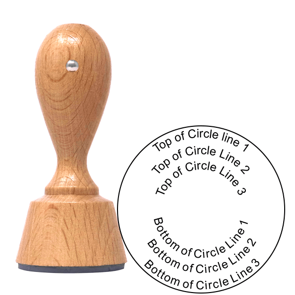 6 Line Round European Wood Handle Stamp