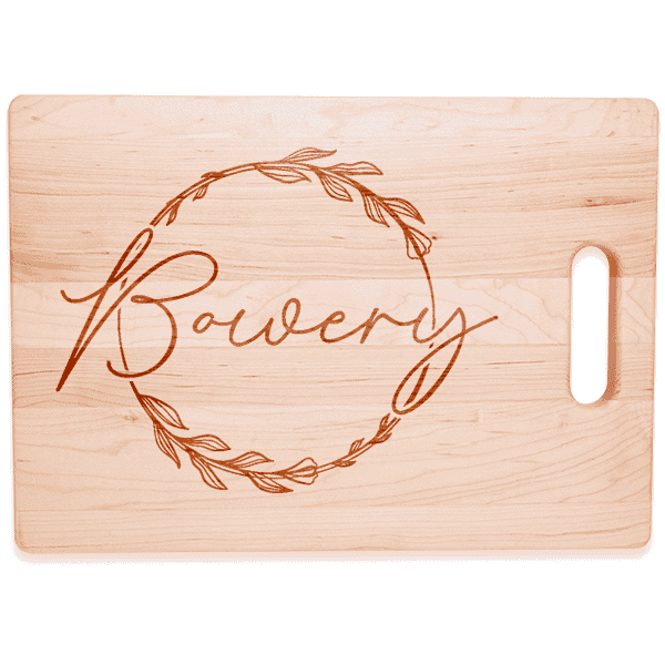Floral Wreath Personalized Large Horizontal Cutting Board