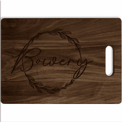Floral Wreath Personalized Large Horizontal Cutting Board - alternate view