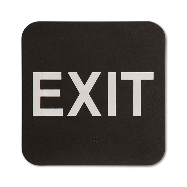 Black Exit 6" x 6" ADA Braille Sign