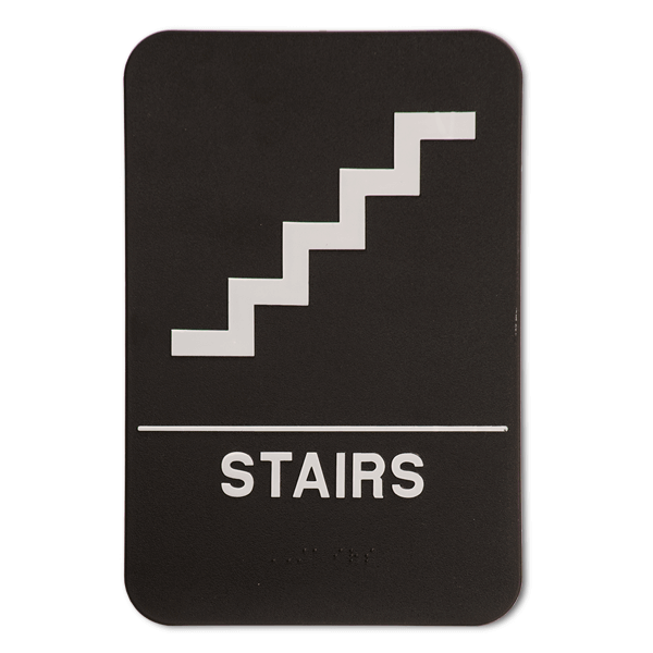 Black Stairs ADA Braille Sign | 9