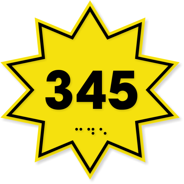Sunburst 4" x 4" ADA Number Sign