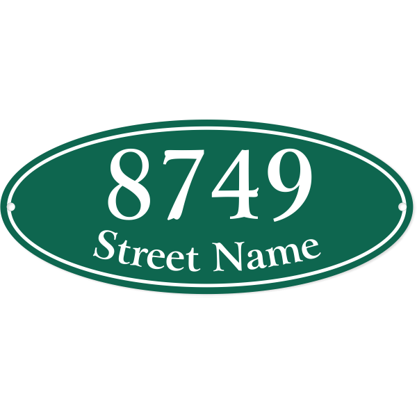 Oval Border Home Address Sign w/ Street Name | 5" x 12"