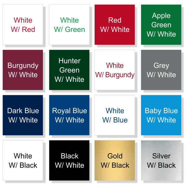 Engraving Material Color Options