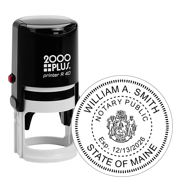 Maine Notary with Crest Round Stamp