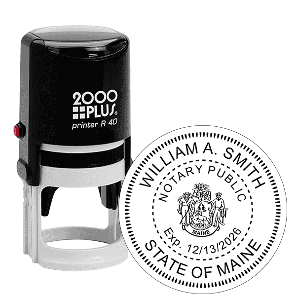 Maine Notary with Crest Round Stamp