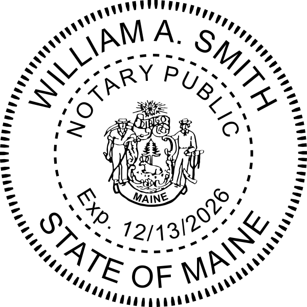 Maine Notary with Crest Round Stamp