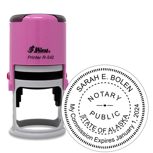 Alaska Notary Pink Stamp - Round
