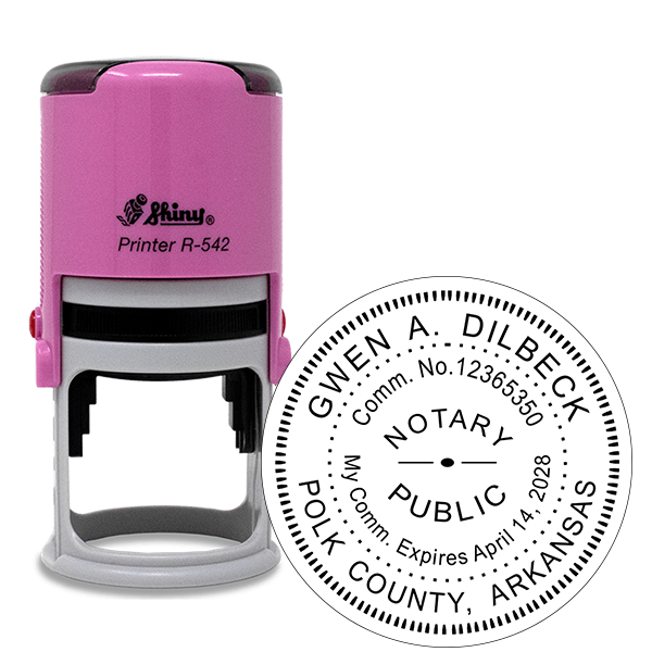 Arkansas Notary Pink Stamp - Round