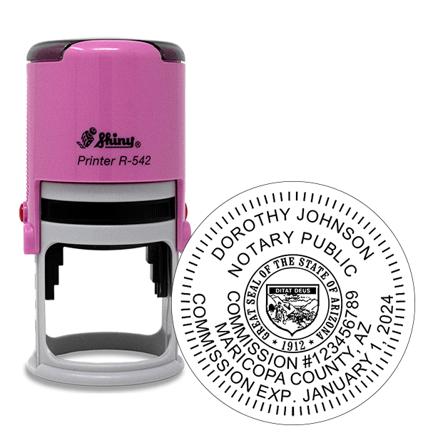 Arizona Notary Pink Stamp - Round