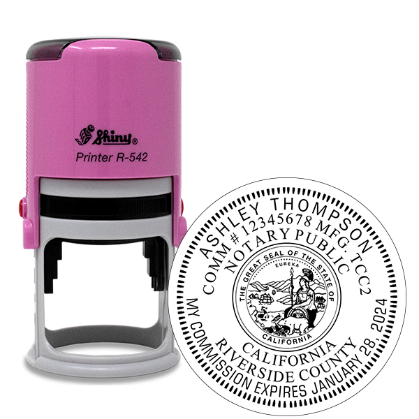 California Notary Pink Stamp - Round