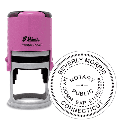 Connecticut Notary Pink Stamp - Round