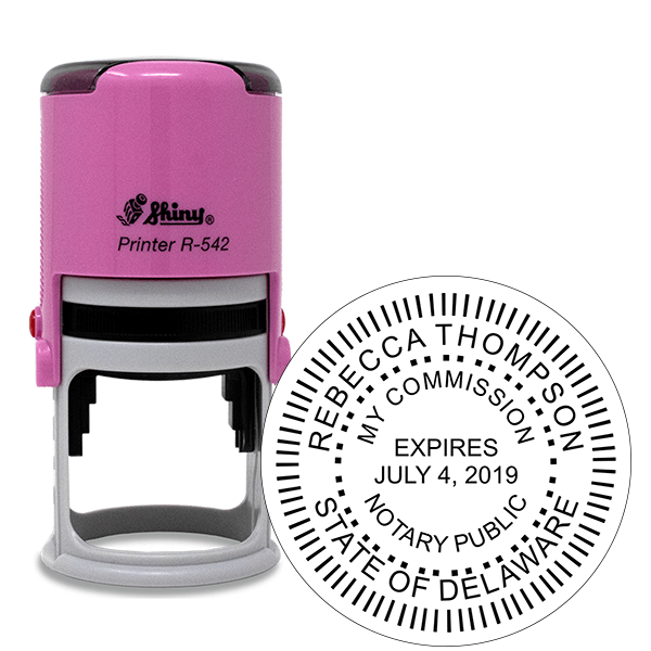 Delaware Notary Pink Stamp - Round