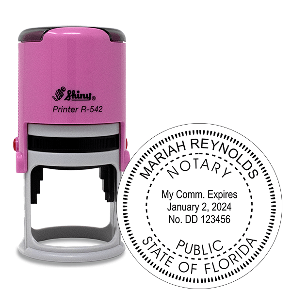 Florida Notary Pink Stamp - Round